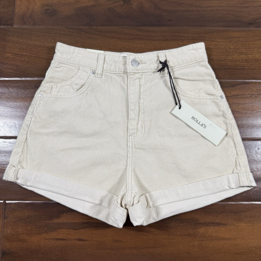 Rolla's Women's Size 24 Salt Corduroy High Rise Slim Dusters Shorts Cuffed‎